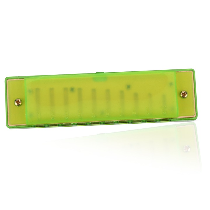 Harmonica 10 orificii, Enforose, dimensiune mica, multicolor, 10x2.5cm, cu husa