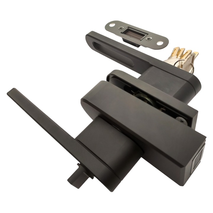 Incuietoare magnetica pentru usa de sticla cu toc (rotunjita maner gol), MAG/01L B, negru