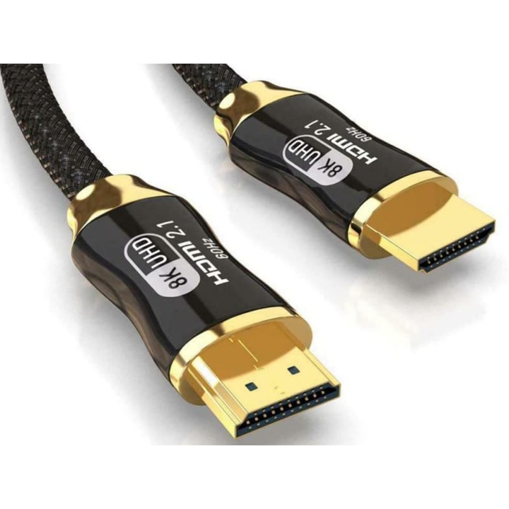 VarioShop® HDMI 2.1 кабел, 48Gbps 8K 60Hz, 4K 120Hz, универсална съвместимост, plug-and-play, за монитор, проектор, телевизор, лаптоп, дължина 3 м, черен
