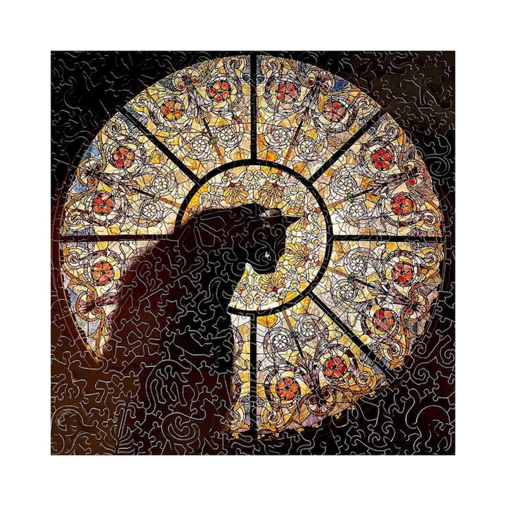 Пъзел Cathedral Cat от цветно стъкло, 360 части, 30x30 см, изработен от висококачествена дървесина