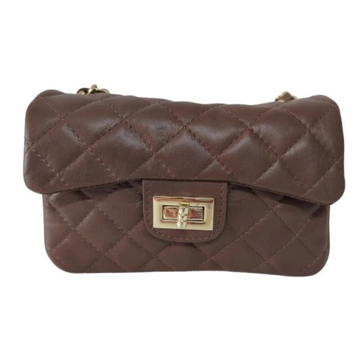 Női táska valódi bőrből, szürke színben