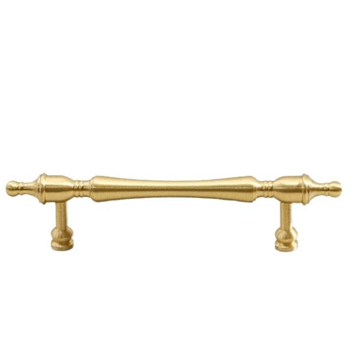 Set de 2 manere pentru usa dulapului din cupru masiv - culoare cupru natural, distanta dintre gauri 96 mm, lungime 14, 4 cm