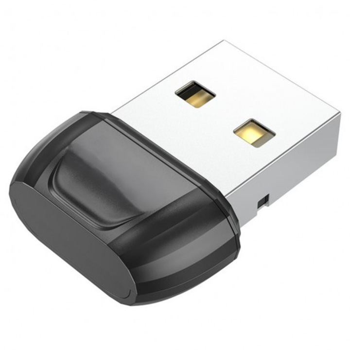 Bluetooth адаптер Dongle v.5.0, USB-A порт, идеален за свързване към безжични слушалки, клавиатури, високоговорители, мишки и други Bluetooth устройства, многоточкова връзка, черен