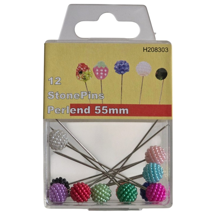 Ace cu capete decorative, Stonepins, 12 buc., lungime 55 mm