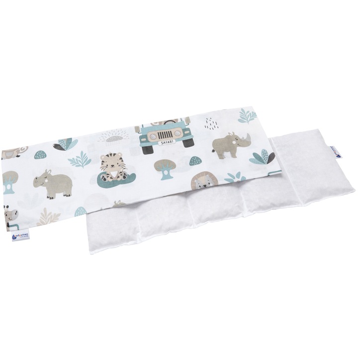 Perna cu seminte de cires, Medi Partners, Model de gradina zoologica, Bumbac, 5 compartimente, Cald/Rece, 60x20cm, Gri/Alb