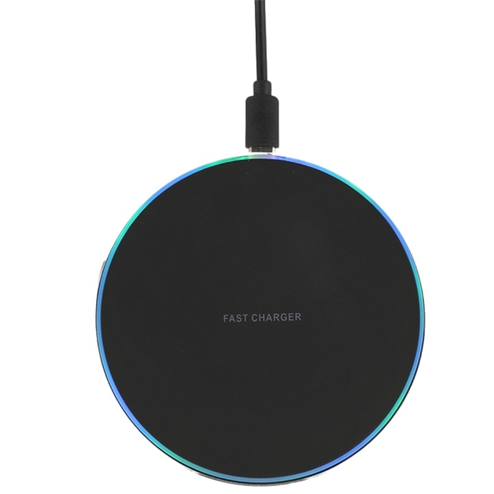 Магнитно, бързо, интелигентно безжично зарядно устройство, Fast Charger 15W, 10W, 7.5W, черен цвят