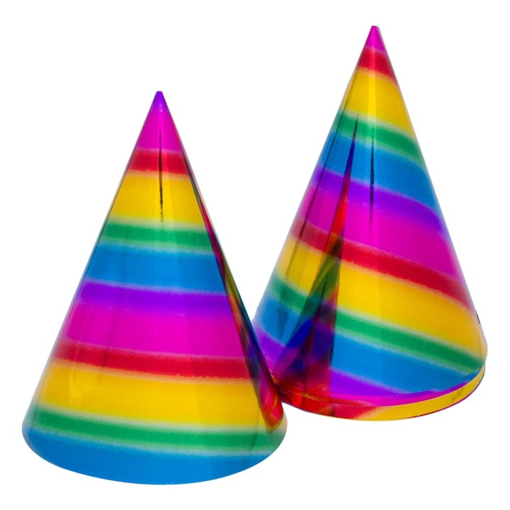 Coifuri din Hartie de Petrecere cu Folie Rainbow 17cm - 6buc