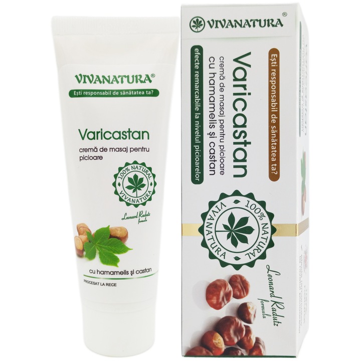Visszér elleni krém fáradt lábakra hamamelisszel és gesztenyével, "Leonard Radutz formula", 75 ml, VivaNatura