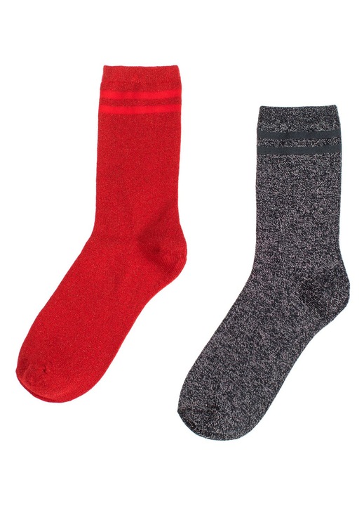 Sosete Negre Rosii Lurex de Craciun pentru Femei (36-40) - 2 perechi