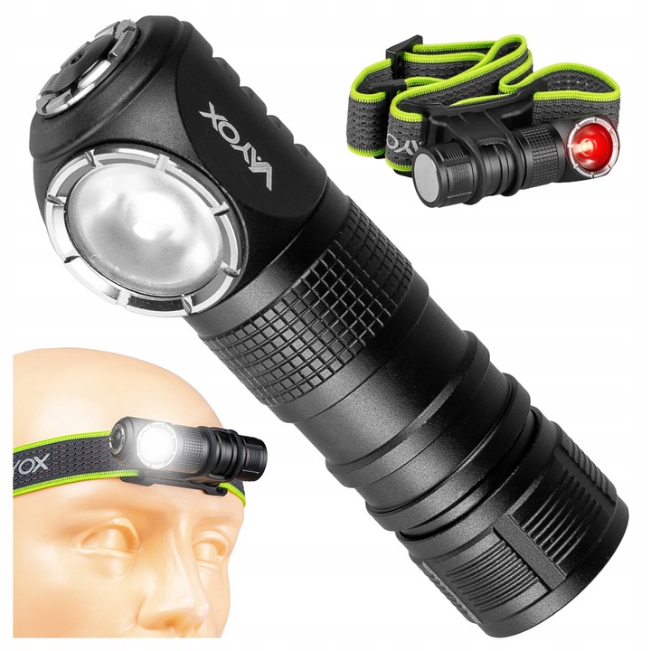 LED челник Vayox VA0362 Explorer Pro Series, LES SST20 10W + 2x SMD, 500lm, IP66, Li-ION 800mAh, 15 часа работа, Здрав корпус, 5 режима, Черен