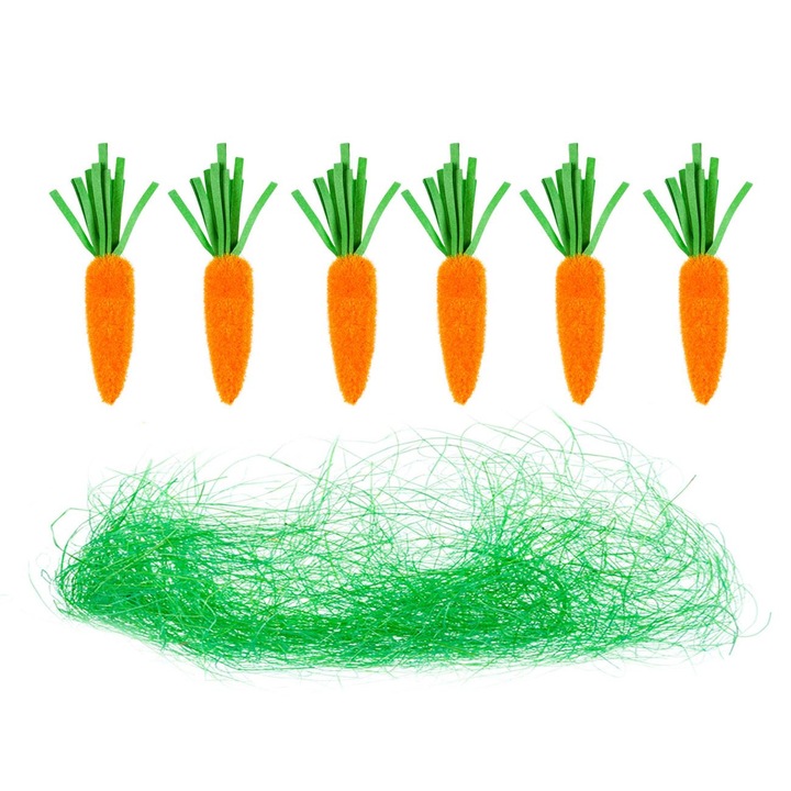 Decoratiuni de Paste, Zola®, Morcovi si iarba , 6 bucati, 8 cm