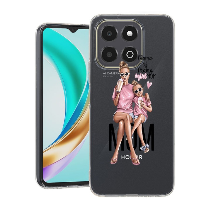 BestCase® Átlátszó vékony szilikon tok Honor X6c-vel kompatibilis, Girl Mom Mama of Drama, 3119582 T 558