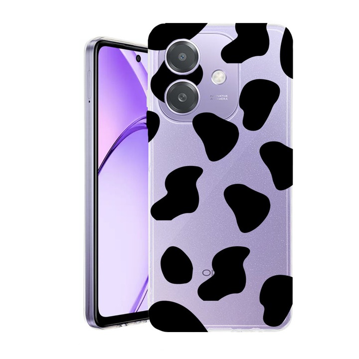 Husa pentru OPPO A40 / A40M, BestCase® Clear Silicon 2MM, Black Cow, Antisoc, Protectie camera si ecran, 1938403 T 784