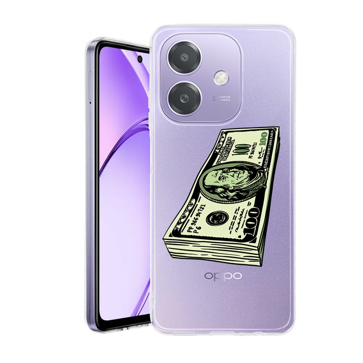 Husa pentru OPPO A40 / A40M, BestCase® Clear Silicon 2MM, Mr.Franklin 100Dollar, Antisoc, Protectie camera si ecran, 1938403 T 1488