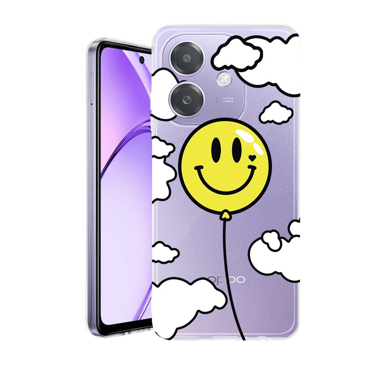 Husa pentru OPPO A40 / A40M, BestCase® Clear Silicon 2MM, Balloon Smiley, Antisoc, Protectie camera si ecran, 1938403 T 957