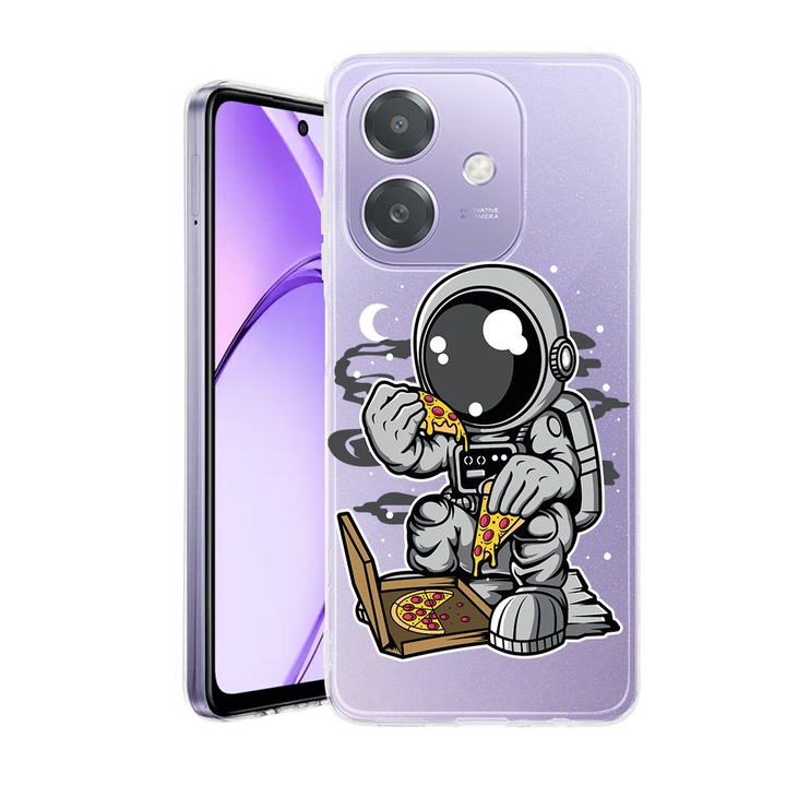 Husa pentru OPPO A40 / A40M, BestCase® Clear Silicon 2MM, Astronaut Pizza, Antisoc, Protectie camera si ecran, 1938403 T 1004