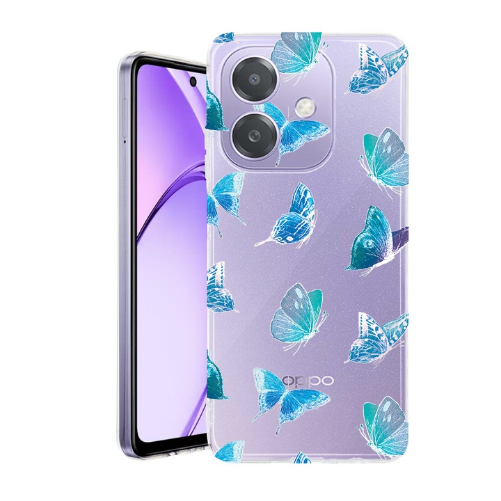 Husa pentru OPPO A40 / A40M, BestCase® Clear Silicon 2MM, Butterfly Pattern, Antisoc, Protectie camera si ecran, 1938403 T 1012