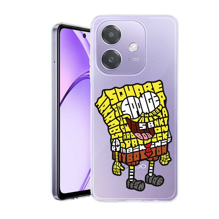 Husa pentru OPPO A40 / A40M, BestCase® Clear Silicon 2MM, Calligraphy Sponge Bob, Antisoc, Protectie camera si ecran, 1938403 T 1532