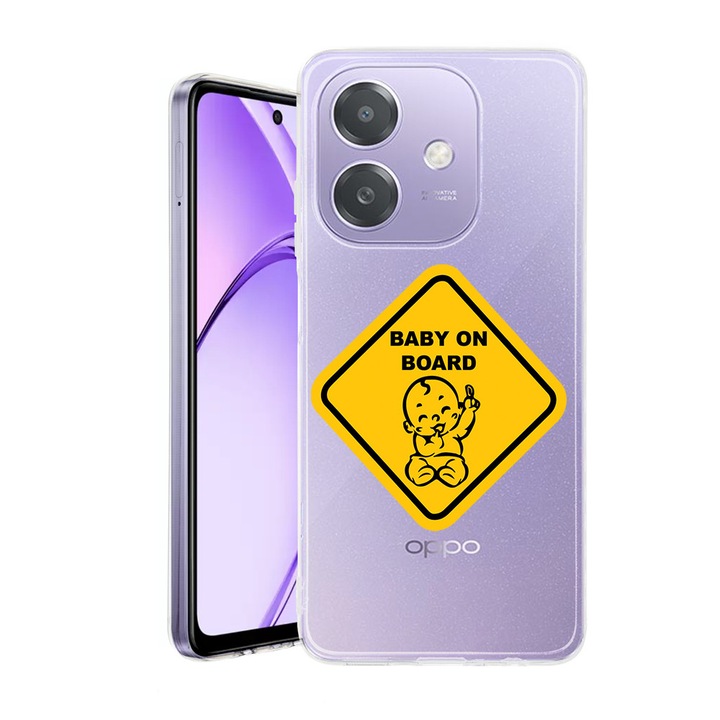 Husa pentru OPPO A40 / A40M, BestCase® Clear Silicon 2MM, Baby On Board, Antisoc, Protectie camera si ecran, 1938403 T 1673