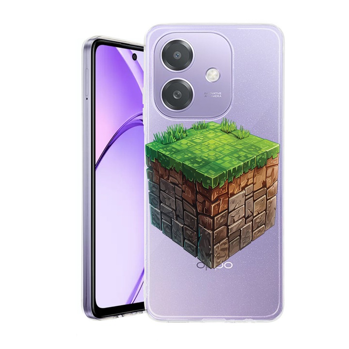 Husa pentru OPPO A40 / A40M, BestCase® Clear Silicon 2MM, Minecraft World, Antisoc, Protectie camera si ecran, 1938403 T 1680