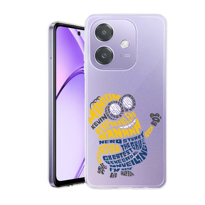 Husa pentru OPPO A40 / A40M, BestCase® Clear Silicon 2MM, Calligraphy Minion, Antisoc, Protectie camera si ecran, 1938403 T 1526