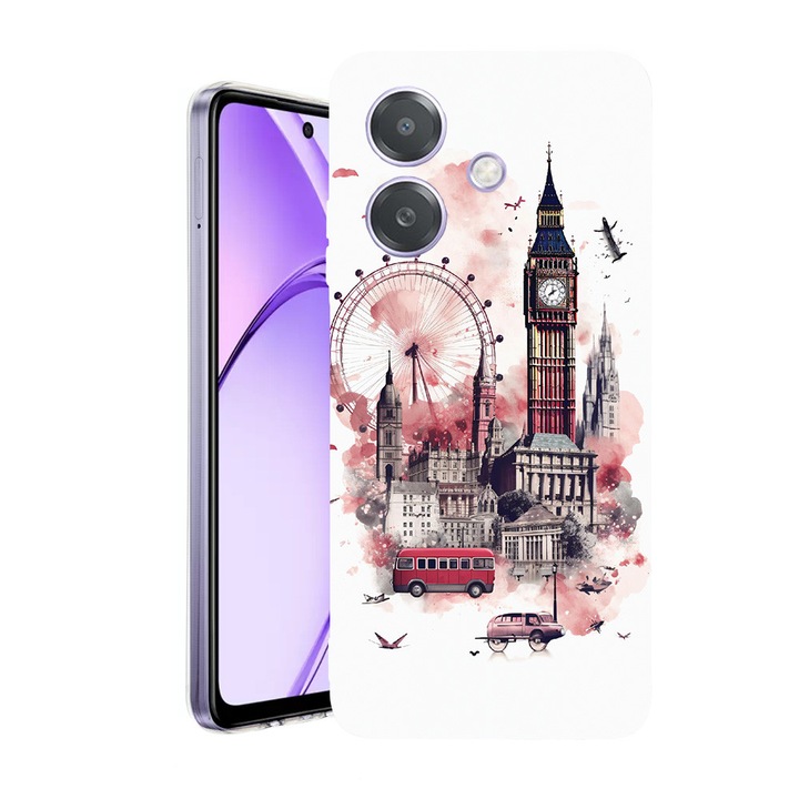 Husa pentru OPPO A40 / A40M, BestCase® Clear Silicon 2MM, Visit London, Antisoc, Protectie camera si ecran, 1938403 T 1396