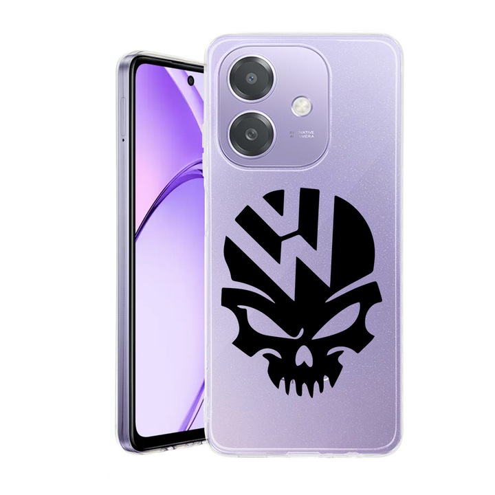 Husa pentru OPPO A40 / A40M, BestCase® Clear Silicon 2MM, VW Skull, Antisoc, Protectie camera si ecran, 1938403 T 1663
