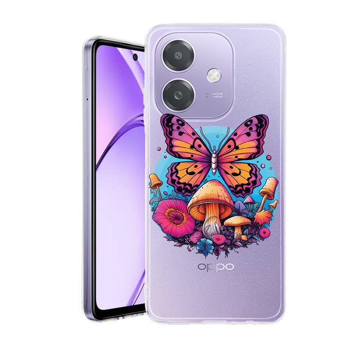 Husa pentru OPPO A40 / A40M, BestCase® Clear Silicon 2MM, Dream Colors - Butterfly, Antisoc, Protectie camera si ecran, 1938403 T 1572