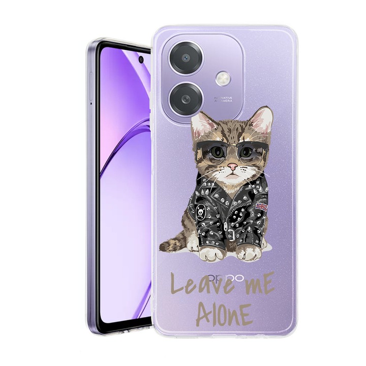 Husa pentru OPPO A40 / A40M, BestCase® Clear Silicon 2MM, Leave Me Alone Cat, Antisoc, Protectie camera si ecran, 1938403 T 1796