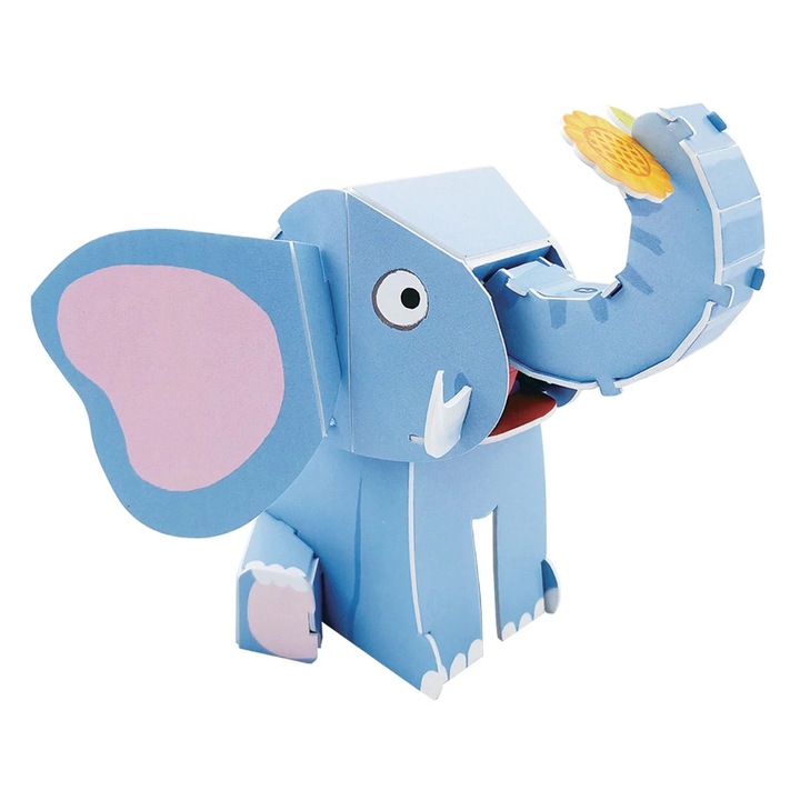 Puzzle – 3D építő elefánt mozgással (16 darab)