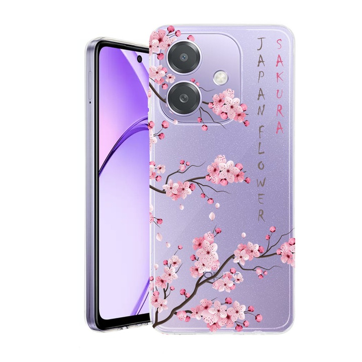 Husa pentru OPPO A40 / A40M, BestCase® Clear Silicon 2MM, Cherry Blossom, Antisoc, Protectie camera si ecran, 1938403 T 1834