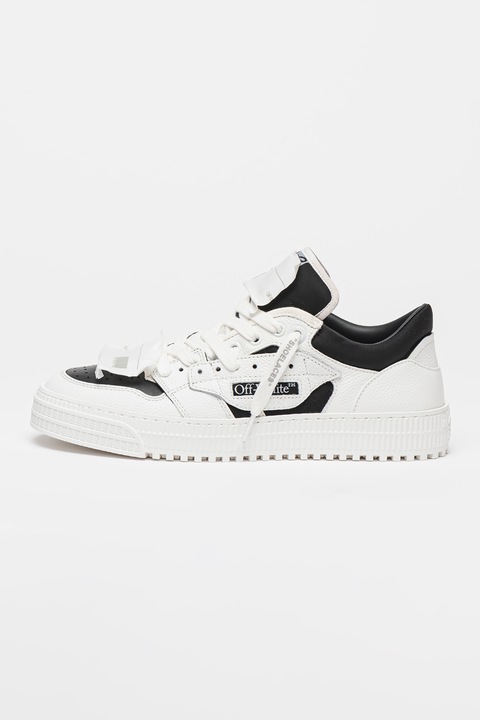OFF-WHITE, Кожени спортни обувки с текстил и нисък профил, Бял/Черен
