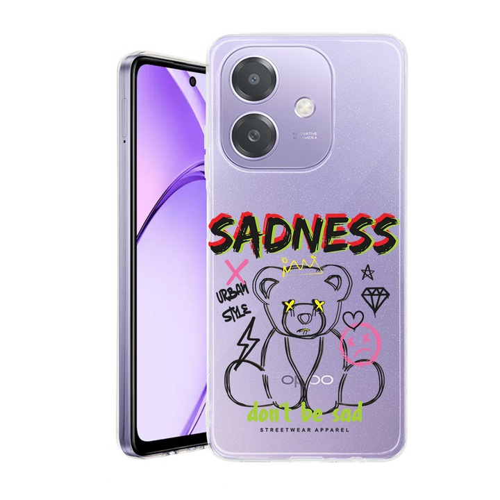 Husa pentru OPPO A40 / A40M, BestCase® Clear Silicon 2MM, Teddy Bear Sadness, Antisoc, Protectie camera si ecran, 1938403 T 1558