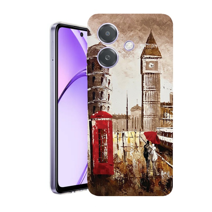 Husa pentru OPPO A40 / A40M, BestCase® Clear Silicon 2MM, London, Antisoc, Protectie camera si ecran, 1938403 T 1375