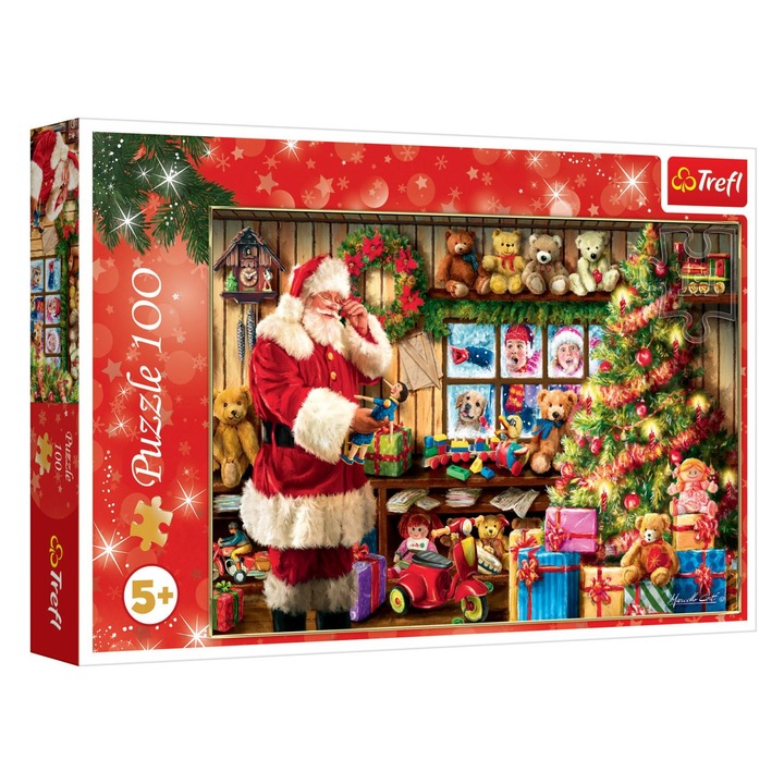 Puzzle Trefl Craciun, Mos Craciun cu Jucarii, 100 de Piese