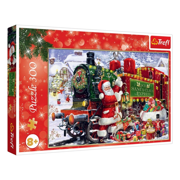 Puzzle de Craciun Vintage Mos Craciun in Tren (300 de piese) - Trefl