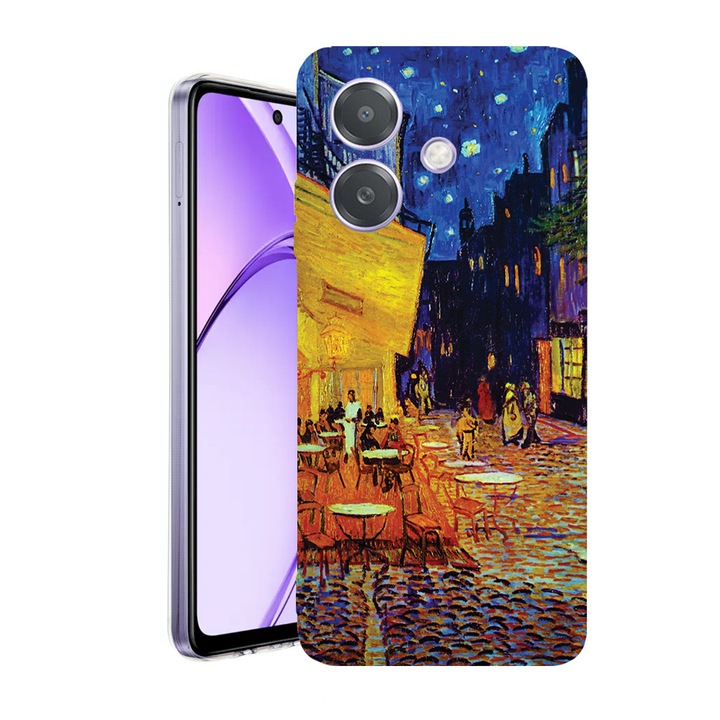 Husa pentru OPPO A40 / A40M, BestCase® Clear Silicon 2MM, Van Gogh Café terrace at night, Antisoc, Protectie camera si ecran, 1938403 T 1283
