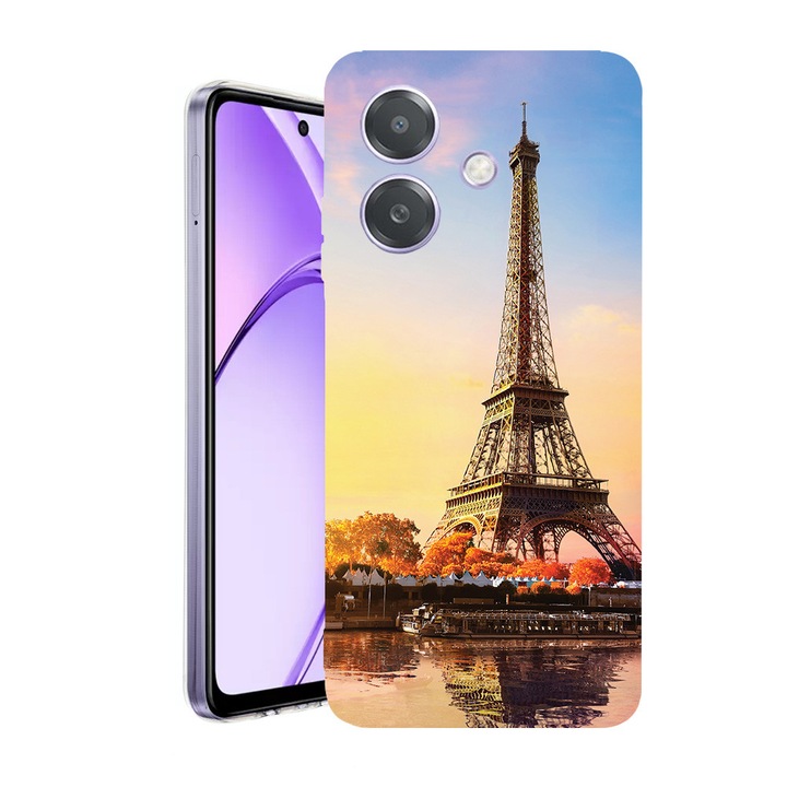 Husa pentru OPPO A40 / A40M, BestCase® Clear Silicon 2MM, Paris Eiffel Tower, Antisoc, Protectie camera si ecran, 1938403 T 1372