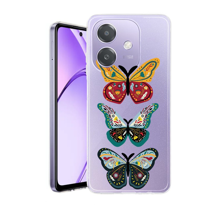 Husa pentru OPPO A40 / A40M, BestCase® Clear Silicon 2MM, Butterfly, Antisoc, Protectie camera si ecran, 1938403 T 1816