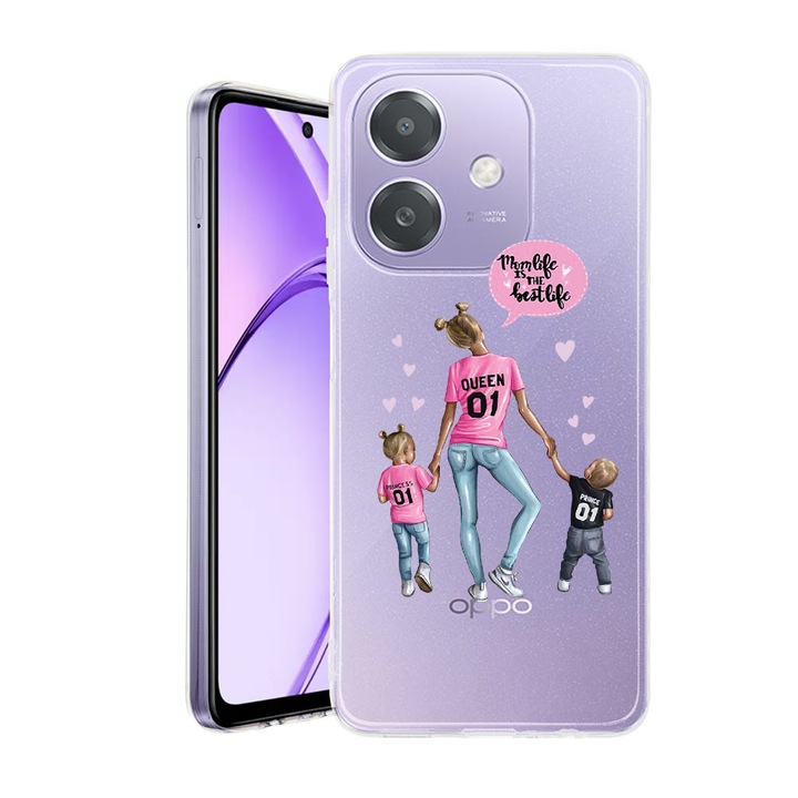 Husa pentru OPPO A40 / A40M, BestCase® Clear Silicon 2MM, Mom Life Boy And Girl, Antisoc, Protectie camera si ecran, 1938403 T 557