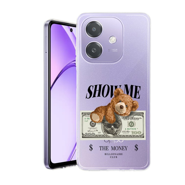 Husa pentru OPPO A40 / A40M, BestCase® Clear Silicon 2MM, Teddy Bear Show Me The Money, Antisoc, Protectie camera si ecran, 1938403 T 1453