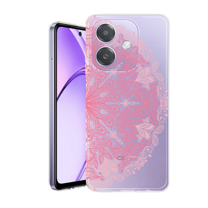 Husa pentru OPPO A40 / A40M, BestCase® Clear Silicon 2MM, Lace Pink, Antisoc, Protectie camera si ecran, 1938403 T 21