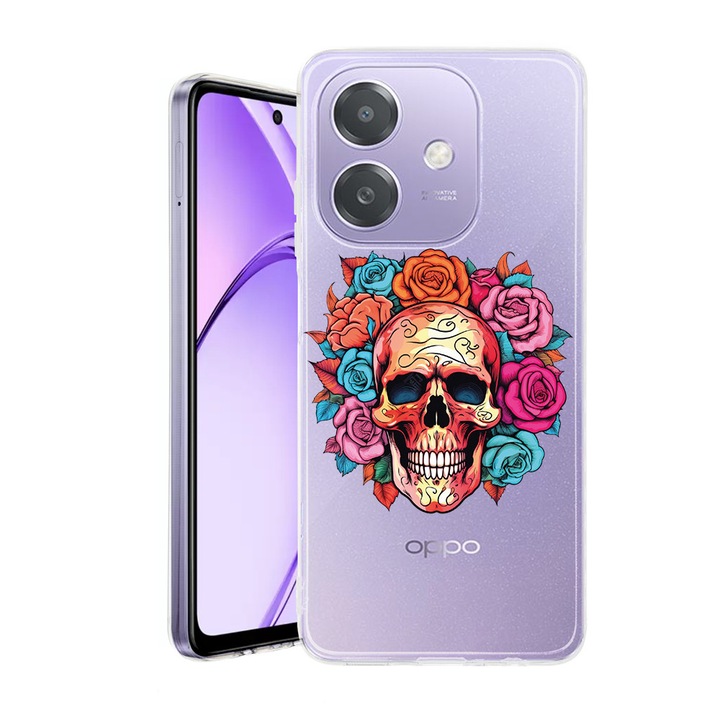 Husa pentru OPPO A40 / A40M, BestCase® Clear Silicon 2MM, Dream Colors - Skull, Antisoc, Protectie camera si ecran, 1938403 T 1582