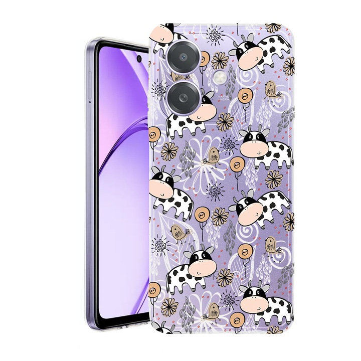 Husa pentru OPPO A40 / A40M, BestCase® Clear Silicon 2MM, Cow Pattern, Antisoc, Protectie camera si ecran, 1938403 T 1434