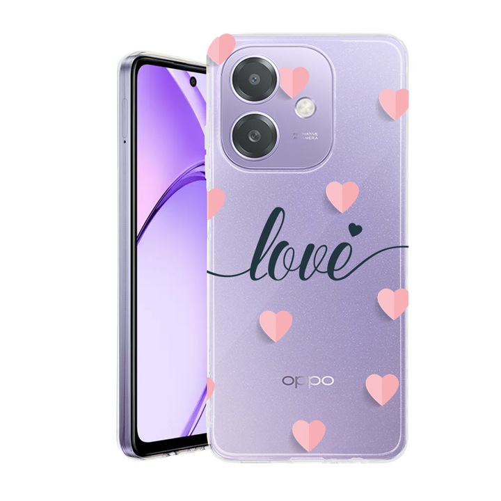 Husa pentru OPPO A40 / A40M, BestCase® Clear Silicon 2MM, Love Flying Hearts, Antisoc, Protectie camera si ecran, 1938403 T 85