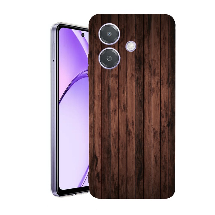 Husa pentru OPPO A40 / A40M, BestCase® Clear Silicon 2MM, Walnut Wood, Antisoc, Protectie camera si ecran, 1938403 T 888