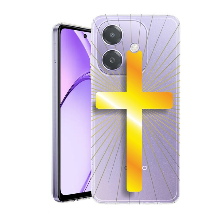 Husa pentru OPPO A40 / A40M, BestCase® Clear Silicon 2MM, Golden Cross, Antisoc, Protectie camera si ecran, 1938403 T 1786