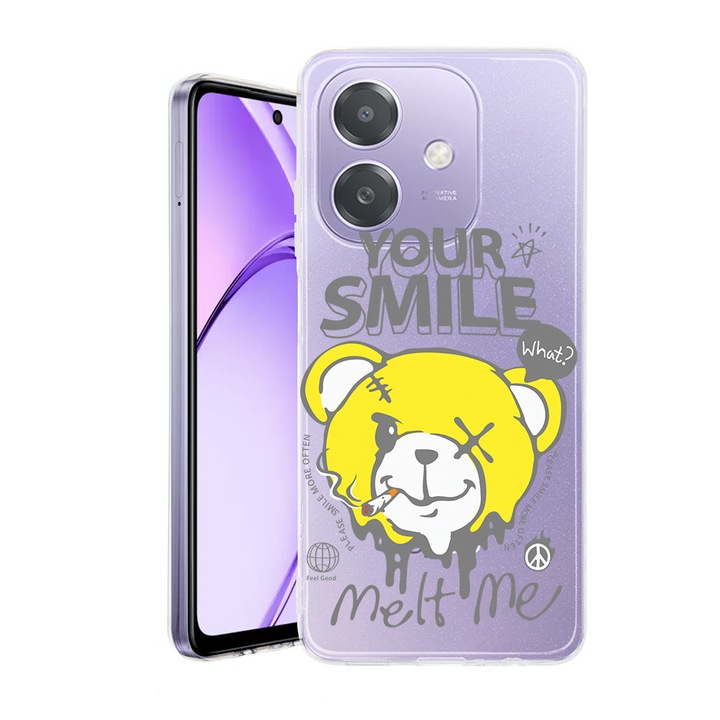Husa pentru OPPO A40 / A40M, BestCase® Clear Silicon 2MM, Teddy Bear Your Smile Melt Me, Antisoc, Protectie camera si ecran, 1938403 T 1560