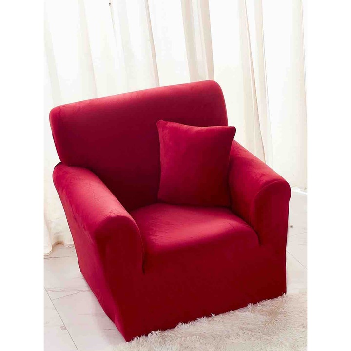 Husa Elastica Fotoliu, Catifea, 90 x 130 cm + husa de perna 40 x 40cm, MHR-1637