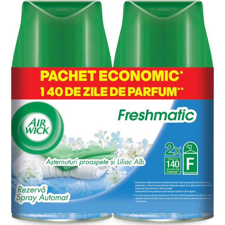 Резерва за ароматизатор за стая Air Wick Freshmatic Cool Linen Duo Pack
